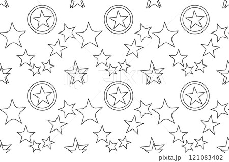 Stars and Circles Seamless Outline Pattern for Coloring 121083402