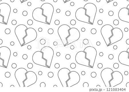 Broken Hearts and Circles Seamless Coloring Pattern 121083404