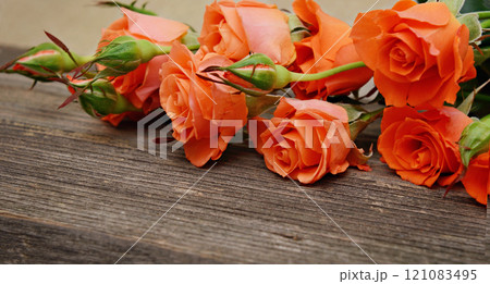 Roses on wood 121083495