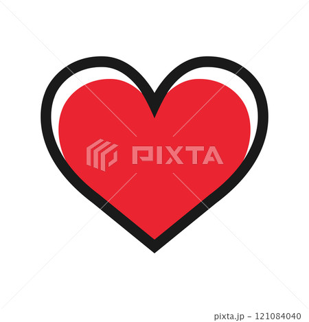 Vector outline red color filled heart icon isolated on white background. Vector illustration Vector outline red color filled heart icon isolated on white background. Vector illustration 121084040