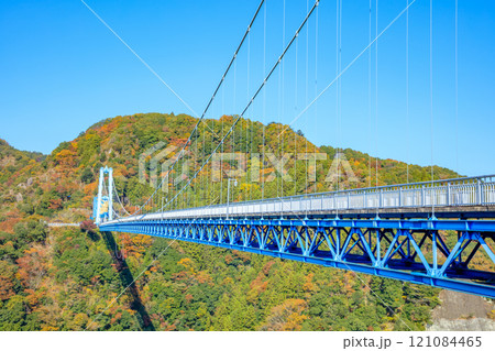 秋の竜神大吊橋　茨城県常陸太田市 121084465