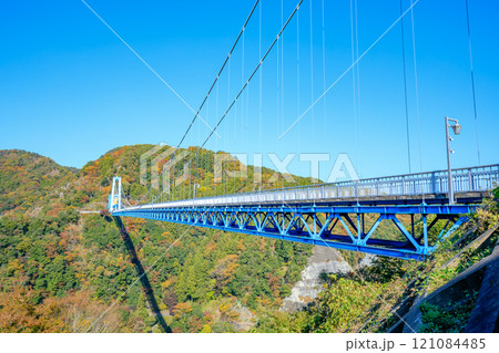 秋の竜神大吊橋　茨城県常陸太田市 121084485