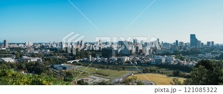 仙台城跡から見る仙台市のパノラマ風景 仙台城跡から見る仙台市のパノラマ風景 121085322