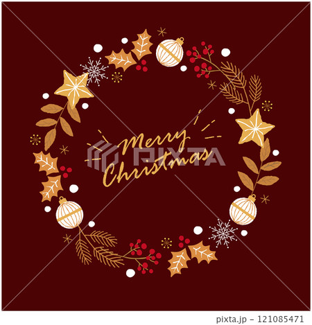 クリスマスリースのイラストフレーム 121085471