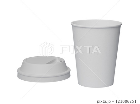 coffee cup with white lid open sleeveless 3D render mock up 121086251