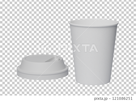 coffee cup with white lid open sleeveless 3D render mock up 121086251