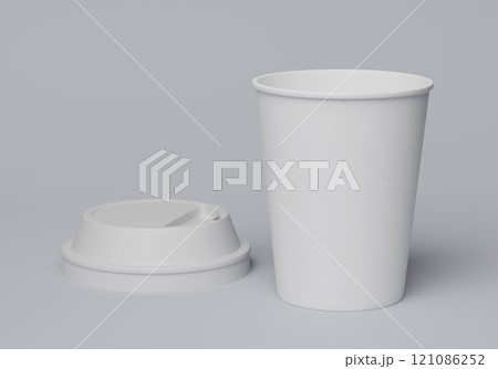 coffee cup with white lid open sleeveless 3D render mock up 121086252