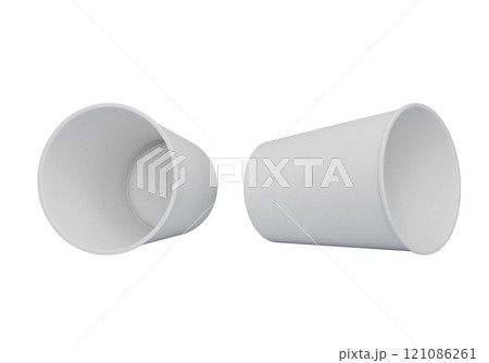 white paper cup lying on the floor sleeveless 3D render mock up 121086261