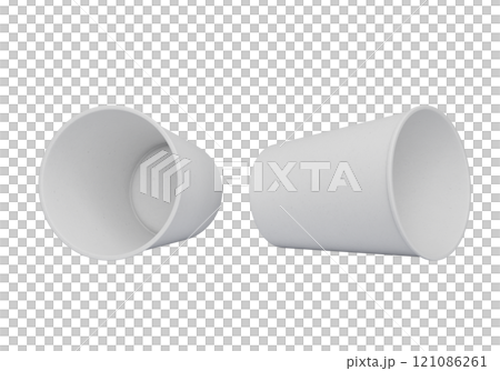 white paper cup lying on the floor sleeveless 3D render mock up 121086261