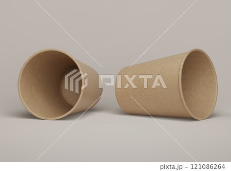 Brown paper cup lying on the floor sleeveless 3D render mock up Brown paper cup lying on the floor sleeveless 3D render mock up 121086264
