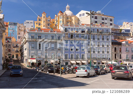 Colorful Buildings and Dome, Lisbon, Portugal Colorful Buildings and Dome, Lisbon, Portugal 121086289
