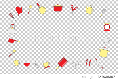 キッチンアイテム四角いフレームF07　フチあり　赤　黄色　白 121086807
