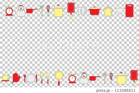 Kitchen item line frame F05 with border, red, yellow, white 121086812