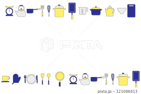 キッチンアイテムラインフレームF06 フチあり 青 黄色 白 キッチンアイテムラインフレームF06 フチあり 青 黄色 白 121086813