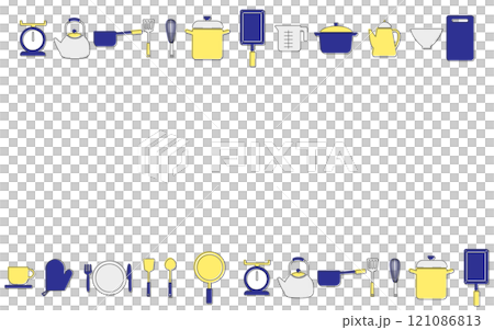 キッチンアイテムラインフレームF06 フチあり 青 黄色 白 キッチンアイテムラインフレームF06 フチあり 青 黄色 白 121086813