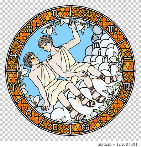 12星座_双子座_ステンドグラス風 121087601