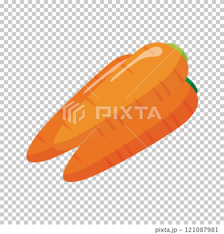 アイソメトリック_立体的でシンプルなにんじんのイラスト 121087981