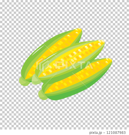 アイソメトリック_立体的でシンプルなとうもろこしのイラスト 121087983