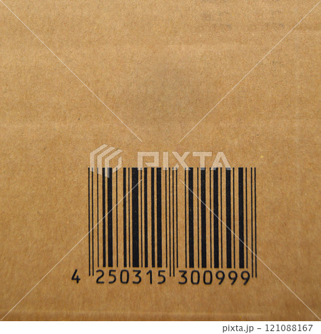 Brown and beige cardboard paper on barcodes printed 121088167