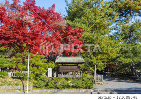 秋の京都　紅葉に包まれた大覚寺　 121088348