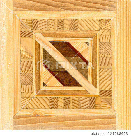 Wooden marquetry can be patterns created from the combination of wood, wooden floor, parquet, cutting board 121088998