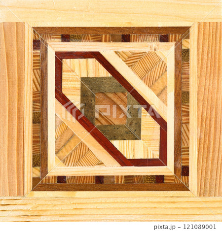 Wooden marquetry can be patterns created from the combination of wood, wooden floor, parquet, cutting board 121089001