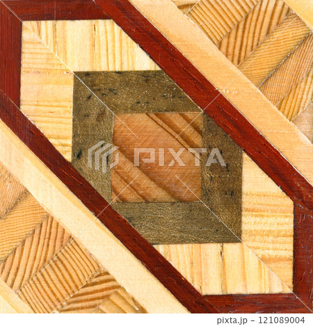 Wooden marquetry can be patterns created from the combination of wood, wooden floor, parquet, cutting board Wooden marquetry can be patterns created from the combination of wood, wooden floor, parquet, cutting board 121089004