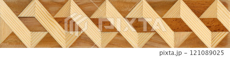 Wooden marquetry can be patterns created from the combination of wood, wooden floor, parquet, cutting board 121089025