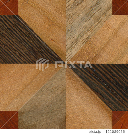 Wooden marquetry can be patterns created from the combination of wood, wooden floor, parquet, cutting board 121089036