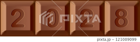 Vector sign for the celebration of the new year printed on blocks of chocolate bar Vector sign for the celebration of the new year printed on blocks of chocolate bar 121089099