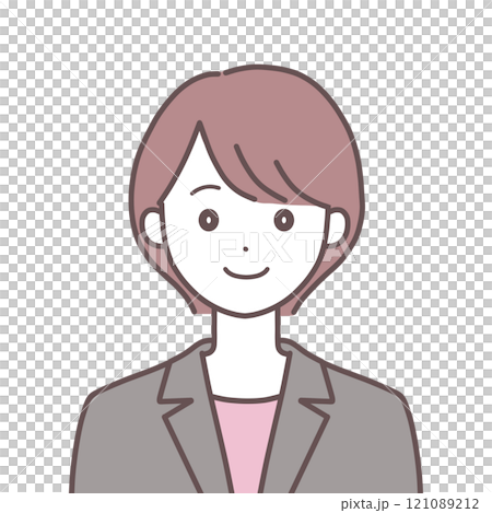 A woman in a suit facing forward 121089212