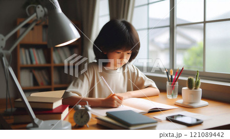 勉強する小学生 121089442