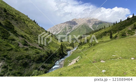 Mountain river valley Mountain river valley 121089464