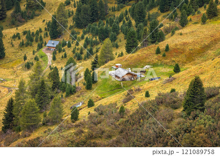 Sella Pass, Italian Alps, Dolomites, Italy 121089758