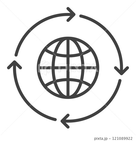 Arrows around World vector Earth Globe linear icon or symbol Arrows around World vector Earth Globe linear icon or symbol 121089922