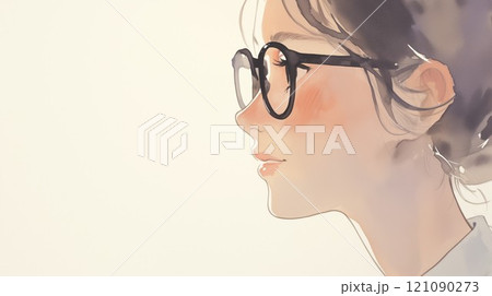 メガネをかけた女性の横顔 121090273