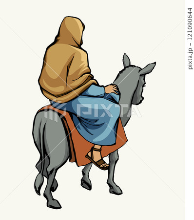 Jesus' Entry into Jerusalem. Vector drawing 121090644