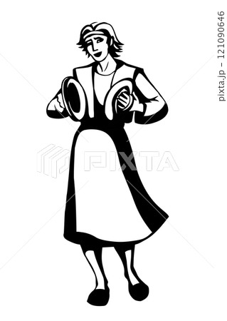 The ancient Jewish man are having fun. Vector drawing 121090646
