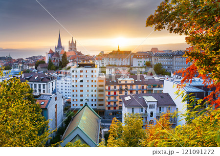 Lausanne, Switzerland at Sunset Lausanne, Switzerland at Sunset 121091272