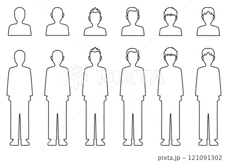 男性の人型線画イラストセット 121091302