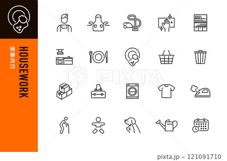 家事代行サービスのシンプルなラインアイコン 121091710