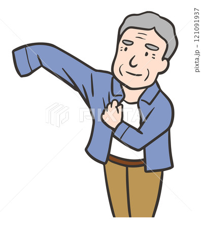 服を着る高齢者の男性 121091937