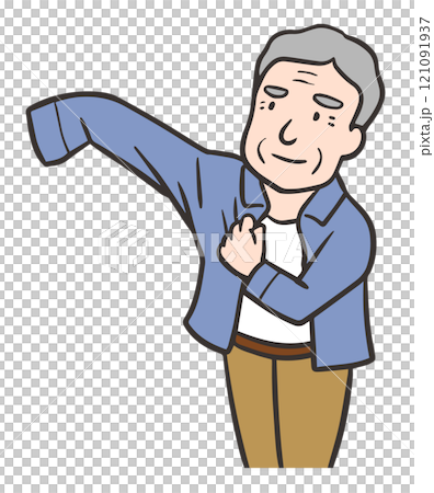 服を着る高齢者の男性 121091937