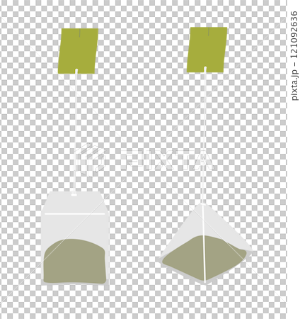 Illustration of square and tetrahedral tea bags Illustration of square and tetrahedral tea bags 121092636