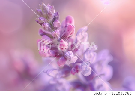 Close-up of Vibrant Pink and Purple Flower with Soft Bokeh Background 121092760