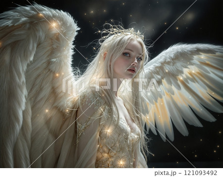 A beautiful angel in profile. 121093492