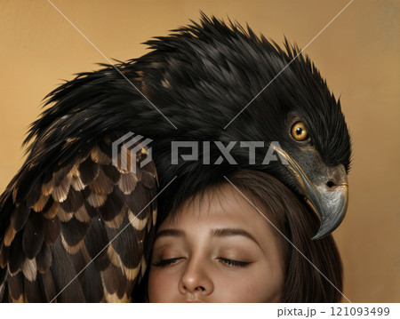 A beauty with an eagle on her head. 121093499