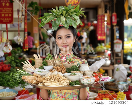 Vietnamese beauty with food. 121093504