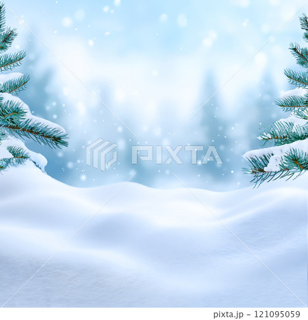 A Serene and Picturesque Winter Landscape Filled with Snow, Evergreens, and Beautiful Scenery A Serene and Picturesque Winter Landscape Filled with Snow, Evergreens, and Beautiful Scenery 121095059