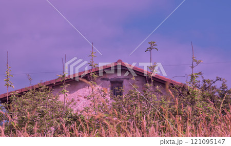 roof of an old farmhouse 121095147